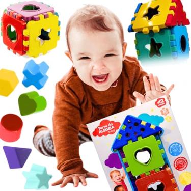 Imagem de Kit brinquedo educativo bebê 12 meses menino menina cubos 3 em 1 monta e encaixa desenvolvimento inicial + moldes presente dia das crianças natal aniversario estimula habilidades