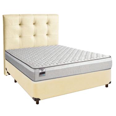 Imagem de Cama + Box Bege e Colchão Molas Ensacadas Casal - Hanover Inducol + Cabeceira