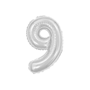 Imagem de Balão De Número Metalizado Prata Gigante - 75 Cm - PartiuFesta, 9