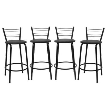 Imagem de Kit 4 Cadeiras 60cm Para Balcão Flórida Preta Bistrô Bar Cozinha Gourm