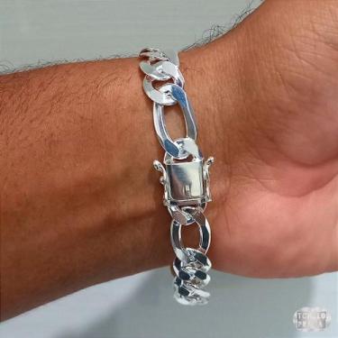 Imagem de Pulseira Italiana 3x1 com Fecho Gaveta em Prata 925 - 10mm - no-brand