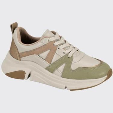 Imagem de Tênis Street Recort Dourado Feminino Conforto Modare 7401.102.29643 Branco N°35-Feminino