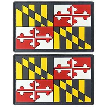 Imagem de JBCD Patch tático da bandeira de Maryland com gancho e laço de borracha PVC, pacote com 2