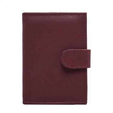 Imagem de Carteira Feminina Em Couro Fechamento Botão de Pressão Porta Cartão Cédulas Cabe CNH RG Clássica