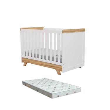 Imagem de Berço Moveis Peroba Retro Americano 3X1 MDF + Colchão