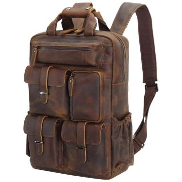 Imagem de POLARE Mochila Unissex de Couro para Laptop , Marrom