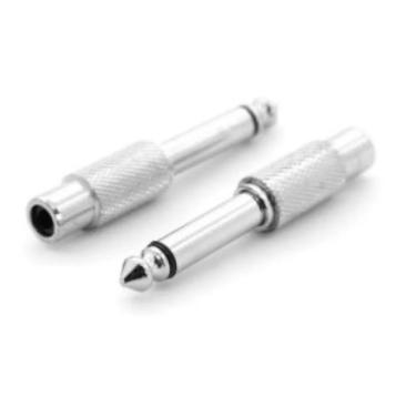 Imagem de 1x unidade do Adaptador Plug Conector P10 Macho Mono x Jack Rca Femea Níquel Metal