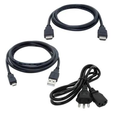 Imagem de Kit Sony Ps4 Pro Cabos Energia Usb+força Ac Trifase+hdmi 1.8