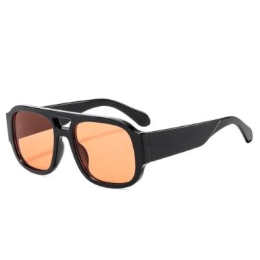 Imagem de Óculos de sol retrô com ponte dupla quadrada, masculino, fashion, UV400, feminino, punk, degradê (preto, laranja)