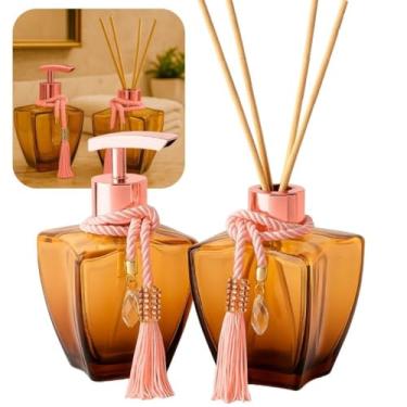 Imagem de Kit Banheiro Vidros Degrade Marrom Porta Sabonete Difusor De Ambiente Luxo (Rose)