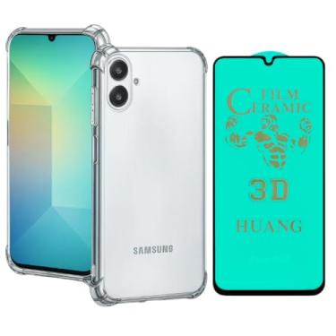 Imagem de Kit Capa Transparente + Película Cerâmica Flexível 9D Compatível Galaxy A07 Proteção Completa Anti-Impacto e Anti-Risco