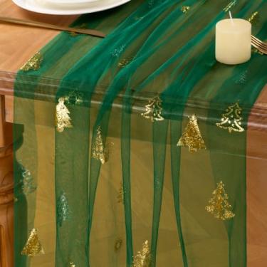 Imagem de Jimtx 4 peças de toalha de mesa dourada esmeralda com lantejoulas de 30,5 m com glitter metálico para casamentos, aniversários, Natal e todos os eventos glamourosos