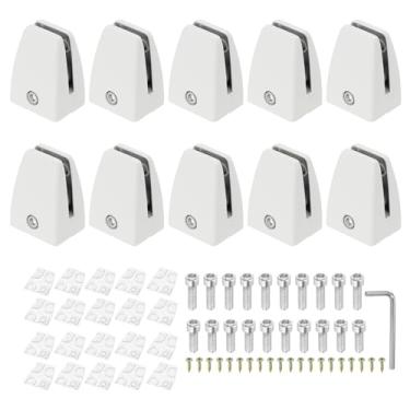 Imagem de PATIKIL 10 peças de suporte de partição de mesa de escritório, braçadeiras de suporte de proteção contra espirros de liga de alumínio, clipes de divisória de mesa para escritórios, lojas, painel de