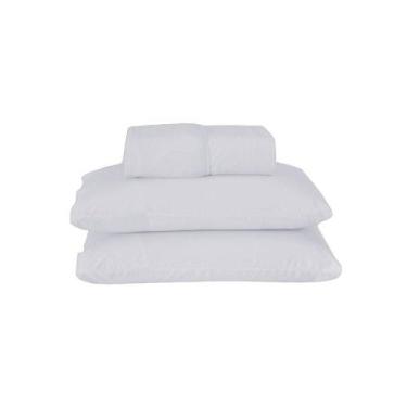 Imagem de Jogo De Lençol Usual Queen 3 Peças Percal 180 Fios - Branco - 80% Poli