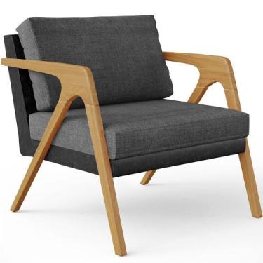 Imagem de Poltrona Pietra material sintético Preto Linho Cinza Escuro - LYAM DEC