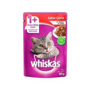 Imagem de Ração Úmida para Gato Adulto Sachê - Whiskas Carne ao Molho 85g