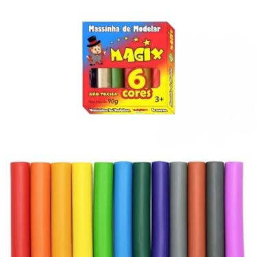 Imagem de Kit Educativo com 6 Caixas de Massinha de Modelar Colorida para Uso Escolar e Brincadeiras (6 cores)