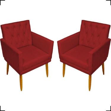 Imagem de Kit 2 Poltronas Decorativa Para Sala Recepção Nina Capitonê Suede Cores Pé Palito