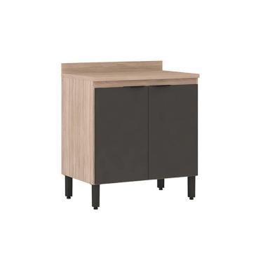 Imagem de Balcão Cozinha p/ Cooktop c/ Tampo Firenze c/ 2 Portas 80cm Avena/Grafito - Demóbile