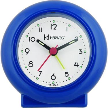 Imagem de Despertador Analógico Redondo Tradicional Quartz Azul - Azul