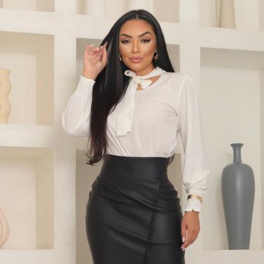 Imagem de Saia MIDI Longuethe Couro Sintético - Vilma Valentti