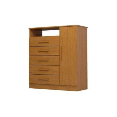 Imagem de Cômoda Solteiro Madri C- 1 Porta 1 Nicho E 5 Gavetas Cinamomo - Acp