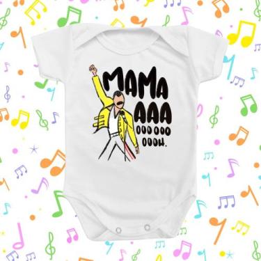 Imagem de Roupinha Body de Bebê Mama Fredie Mercury Queen Musica Rock Neutro Div