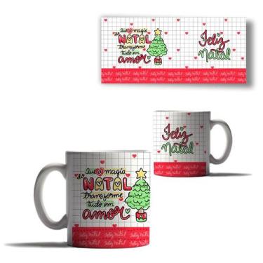 Imagem de Caneca Porcelana Então é Natal Mensagem de Paz Bichinhos - Enjoy Shop,