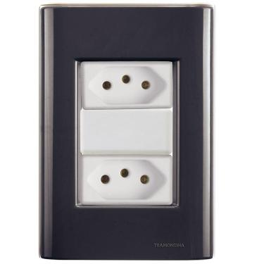 Imagem de Cj Duas Tomadas Dupla 10a Giz Grafite Tramontina Completo Pronto Tramontina