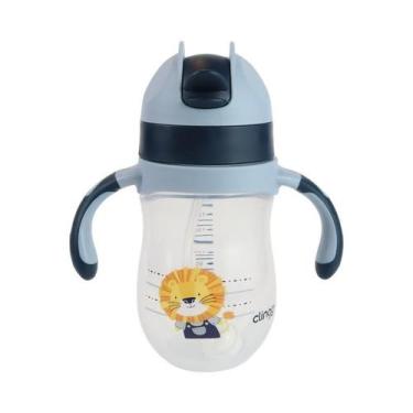Imagem de Copo Infantil Transição Leão Canudo Silicone Alça 220Ml 6M+ - Clingo