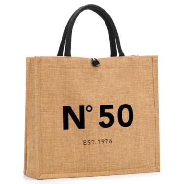 Imagem de NGLIV Presentes de aniversário 30, 40, 45, 50, 55, 60, 65, 70, 75 anos, presentes de aniversário para mulheres, sacolas de compras reutilizáveis, Est1974, Medium