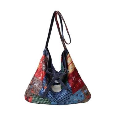 Imagem de Bolsa feminina de lona jeans grande capacidade bolsa tiracolo estilo coreano bolsa casual (cor)