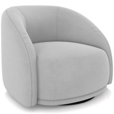 Imagem de Poltrona Decorativa Giratória Angelina M03 Veludo Cinza - Lyam Decor