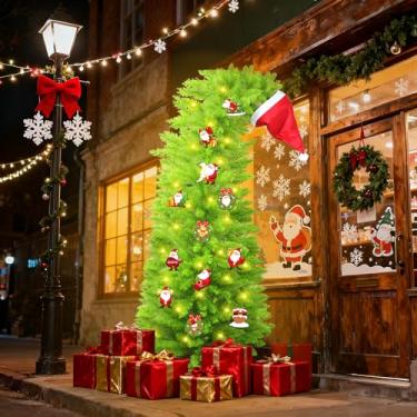 Imagem de Árvore de Natal artificial caprichosa de 1,5 m, árvores de Natal com 150 luzes LED, 12 peças de pingentes para decoração de festa de inverno, Natal, interior, casa, sala de estar, escritório, festa