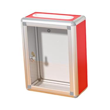 Imagem de KiBcsLic Caixa de doações com fechadura 21,5 cm x 11,5 cm x 28,5 Caixa de sugestões transparente multiuso com fechadura Recipiente para arrecadação de fundos, Slot Superior