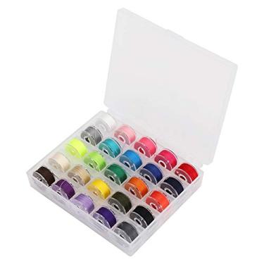 Imagem de Linha de costura de bobinas de 25 cores, linhas de bobina pré-enroladas com estojo de armazenamento para costura manual, bordado e máquina de costura