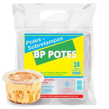 Imagem de Pote Descartavél 1000ml BP Potes Redondo com Tampa Açai Bolos Sorvetes (24 Unidades)