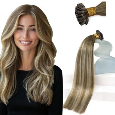 Imagem de Sunny Hair Extensões de cabelo em U Tip cabelo humano marrom ombré queratina extensões de cabelo humano castanho escuro balayage com pontas K loiro claro extensões de cabelo humano real adicionar