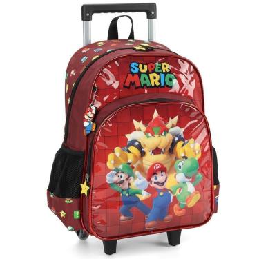Imagem de Mochila de Rodinhas Sem Alça Luxcel Super Mario Vinho-Unissex