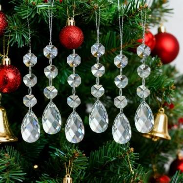 Imagem de 10 peças de enfeites de Natal com pingente de bola de acrílico transparente, conjuntos de enfeites de Natal para decoração de festa de inverno de ano novo, perfeito para decoração de festivais