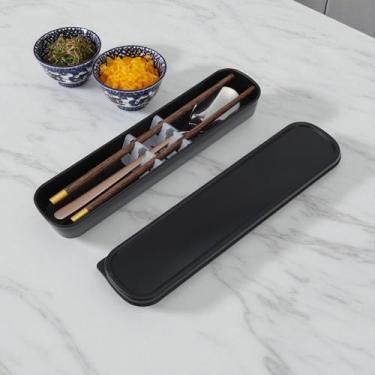 Imagem de Generic 1 conjunto de talheres para lava-louças, colher de ouro/prata, pauzinhos com ponta dourada, conjunto de 2 peças com caixa de aço inoxidável, madeira, PP, tom dourado prateado