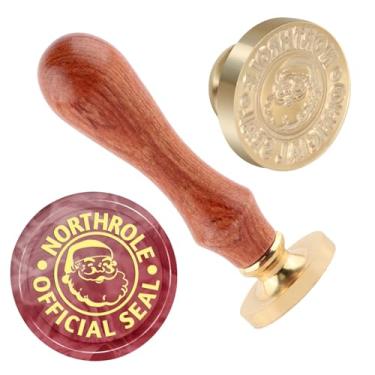 Imagem de Carimbo de lacre de cera de Natal Papai Noel carimbo de latão e uma alça de madeira carimbos cabeça para cartões de Natal festa convites carta envelope cartões presentes