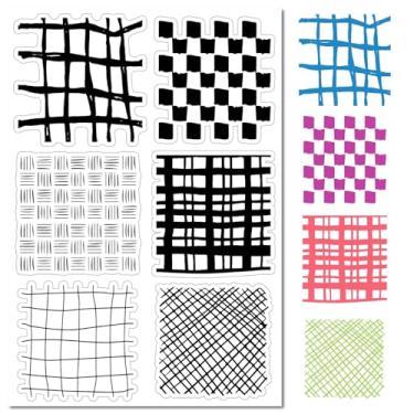 Imagem de Carimbo de borracha transparente com fundo quadriculado vintage tartã transparente para fazer cartões de diário, faça você mesmo, álbum de fotos, feito à mão, decoração de caderno, 11 x 16 cm