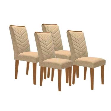 Imagem de Cadeira Sala De Jantar Londrina Madeira Kit 4 Un Capuccino - Linho Turim - Rufato