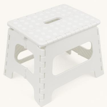 Imagem de Banqueta Dobravel 130kg Banco Portatil Cadeira Multiuso Banquinho Resistente Infantil Adulto Branco