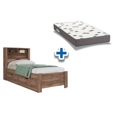 Imagem de Colchão Solteiro Light D33 Ortobom + Cama Invicta C/ 2 Gavetas Atacama