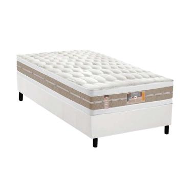 Imagem de Cama Box Solteiro: Colchão Molas Castor Pocket Silver Star Air Double Face + Base White(88X188)