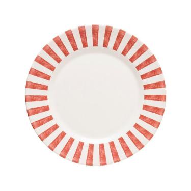 Imagem de Prato Raso Copa E Cia Aquarelle Em Cerâmica Listras Vermelhas