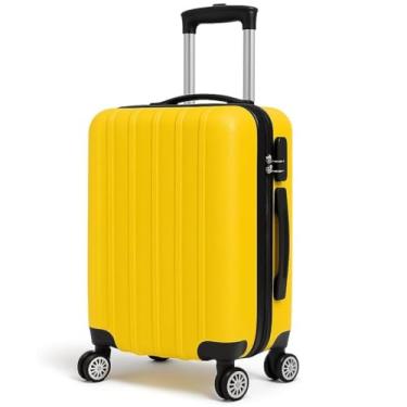 Imagem de Mala De Bordo 10Kg Pequena ABS Rodas 360 Graus Com Cadeado Ideal Para Bagagem De Mão Rígida Leve E Resistente (AMARELO)
