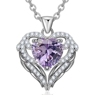 Imagem de Colares com pingente de cristal de pedra do mês de nascimento para mulheres, presente de aniversário dos namorados, dia das mães, colar de namorada, joia de coração de filha, aniversário para ela, ON